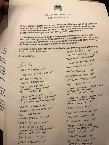 House of Commons - No confidence letter